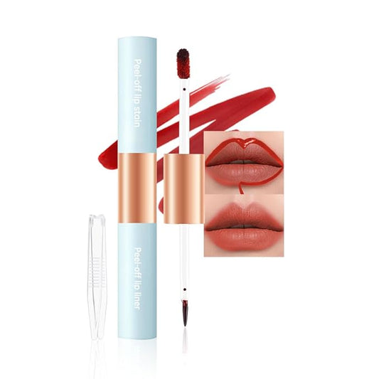 2-In-1 Peel Off Lip Stain Matte Finish Lip Liner Tattoo Peel-off Lip Tint Long Lasting All Day Lip Masque Waterproof Smudge-proof Transfer-proof Peel Off Lip Makeup, 5#terracotta