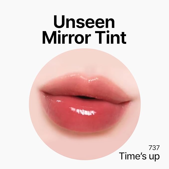 Unseen Mirror Lip Tint, High-Gloss, Non-Sticky, Long-Lasting Stain, Blendablem, Clear Shades 3.5g (Time's up, 1 OZ)