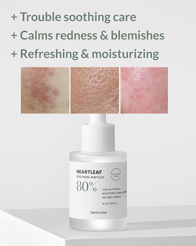 Heartleaf Soothing Moisture Ampoule - Enriched with 80% Extracted Houttuynia Cordata, Teatree & Pantenol - Effective for Sebum Control - Clinical Tested, 1.35 fl.oz