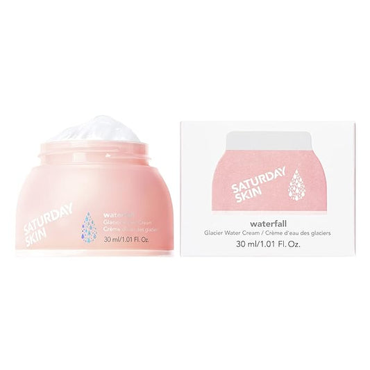Saturday Skin Face Moisturizer Water Cream Mini Size, Vegan Natural Facial Moisturizer Oil-free Gel Cream From Alaska Glacier Water Day & Night Cream Hydrating and Reduce Wrinkles(1.01 Fl Oz (30ml))