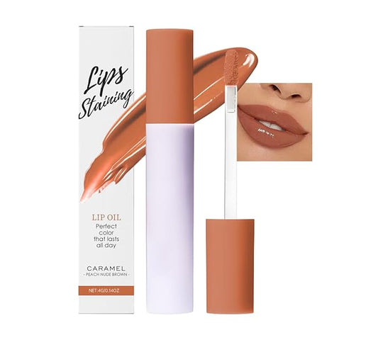 Nourishing High-Shine Lip Gloss,Hydrating & Moisturizing Lip Tint, Non-Sticky, Long-Lasting Glossy Lip Stain,Softens & Plumps Lips for Smooth,Gentle Formula for Dry Lips 05#Peach Nude Brown