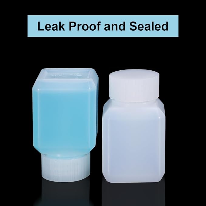 2oz/60ml Leak Proof Plastic Bottles with Caps for Liquids Sample, Reusable Small Bottles Containers for Travel, Camping and Hiking (Translucent, 10 Pcs)