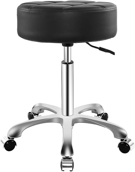 Rolling Stool with Wheels, Thick Cushion Heavy Duty Esthetician Hydraulic Chair Stool for Work Medical Tattoo Salon Office (Black)