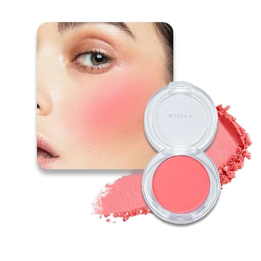 Blush for Cheeks Makeup Palette, Natural Matte Cream Powder Single Blushes for Eye and Cheek,Buildable Long-Lasting Color,Vegan & Cruelty-Free,Everyday Makeup Look for Women,#04-Watermelon Pink
