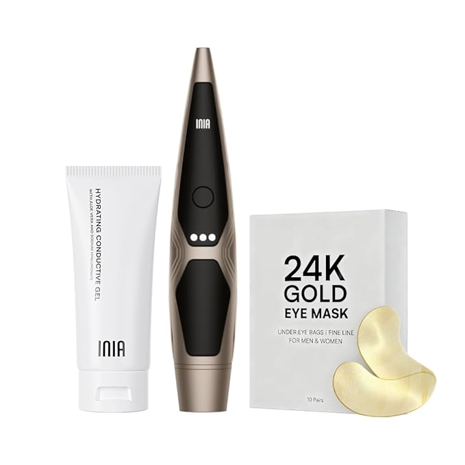 INIA Red Light Therapy for Face, 4-in-1 Beauty Device with Heat, Vibration, Massage & Red Light for Dark Circles, Puffiness & Skin Firming