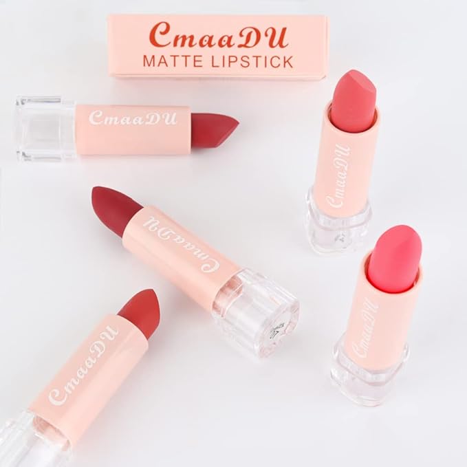 evpct 5Pcs Dark Orange Red Pink Mauve Matte Lipstick Pack Sets for Women Red Silky Velvet Lipstick Matte Long Lasting Smudge Proof Lipstick Lip Stain Makeup Sets Kit matte lipstick 24 hours original 3