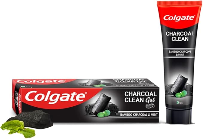 Colgate Charcoal Clean Black Gel Toothpaste, Deep Clean Tooth Paste with Bamboo Charcoal & Wintergreen Mint for Plaque Removal, 120 g (Pack of 1) Multicolour