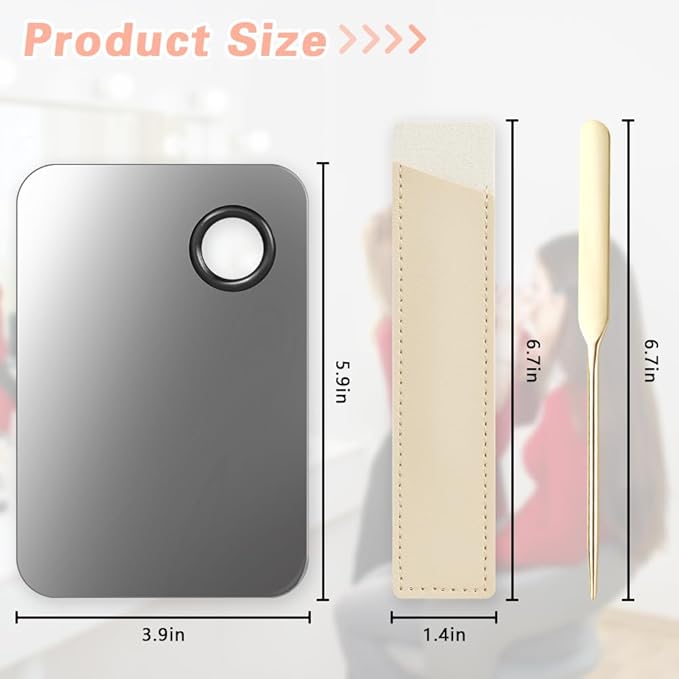 3PCS Makeup Mixing Palette, Stainless Steel Cosmetic Makeup Palette With Spatula Makeup Artist Tool, Professional Cosmetic Mixing Makeup Palette For Mixing Eye Shadow/Eyelash/Nail Art/Foundation