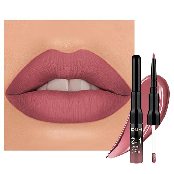 Kaely 2-in-1 Matte Lipstick and Lip Liner, Liquid Lip Stain Makeup for women Long Lasting Waterproof Smudge Proof, labiales matte mate larga duracion listip 24 hours originales, 29 Antique Rose