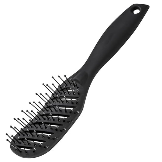 Curved Vent Brush for Blow Drying Styling & Solon Detangling Wet Hair Brush for Long Thick Thin Curly Natural Hair (Black)