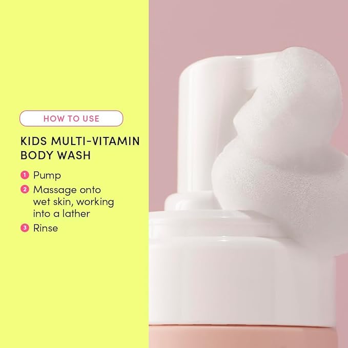 Evereden Multi-Vitamin Kids Body Wash Cool Peach: Gentle Body Wash Sensitive Skin Nourishment & Hydration Formula | Clean Non-Toxic for Kids | 8.5 fl oz.