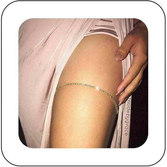 Boho Crystal Thigh Chain Gold Body Chain Leg