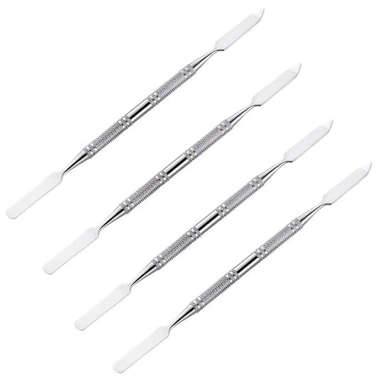 4 Pieces Makeup Spatula Cosmetics Mixing Spatula Stainless Steel Cosmetic Makeup Spatula Makeup Palette Spatula Tool Double Headed Makeup Stirring Spatula Makeup Accessories(150 mm, Silver)
