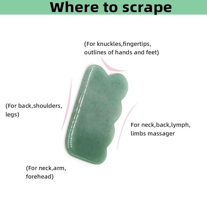 Gua Sha Facial Tool Natural Jade Stone Massage Board Tools for SPA Acupuncture Therapy Trigger Point Treatment, Gua Sha Scraping