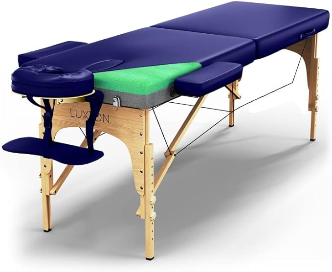 Luxton Home Premium Foam Massage Table Portable Foldable Massage Bed Height Adjustable, 72 Inches Long 27 Inches Wide Home Salon Spa Bed Tattoo Table with Accessories & Carrying Case, Easy Set Up