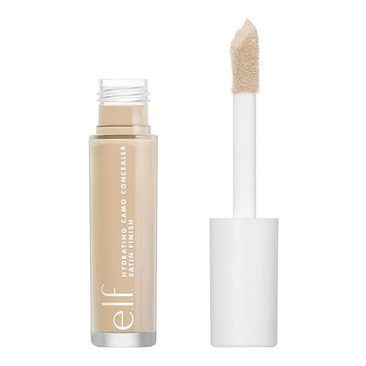 e.l.f. Hydrating Camo Concealer, Covers Blemishes & Under-Eye Circles, Full-Coverage & Delivers A Satin Finish, Vegan & Cruelty-Free, Light Beige