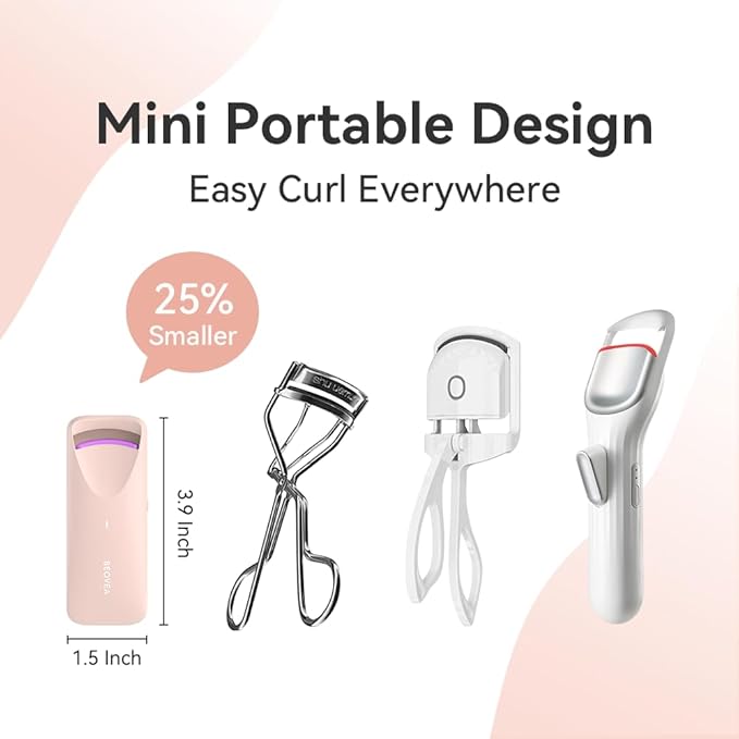 Heated Eyelash Curler - Electric Eyelash Curler with Heat Sensitive Silicone Pad, Type-C Rechargeable Mini Lash Curler, 8s Fast Heating 24hrs Long Lasting Lash Lift to Style Natural Eyelashes