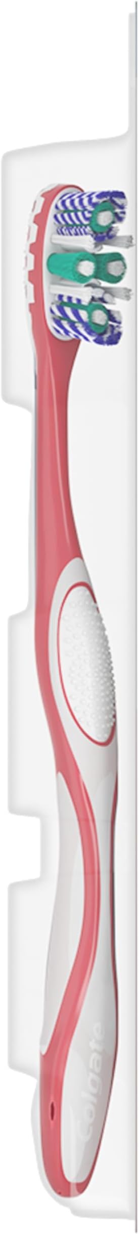 Colgate 360 Optic White Advanced Whitening Toothbrush, Adult Medium Toothbrush with Whitening Cups, Helps Whiten Teeth and Removes Odor Causing Bacteria, 2 Pack