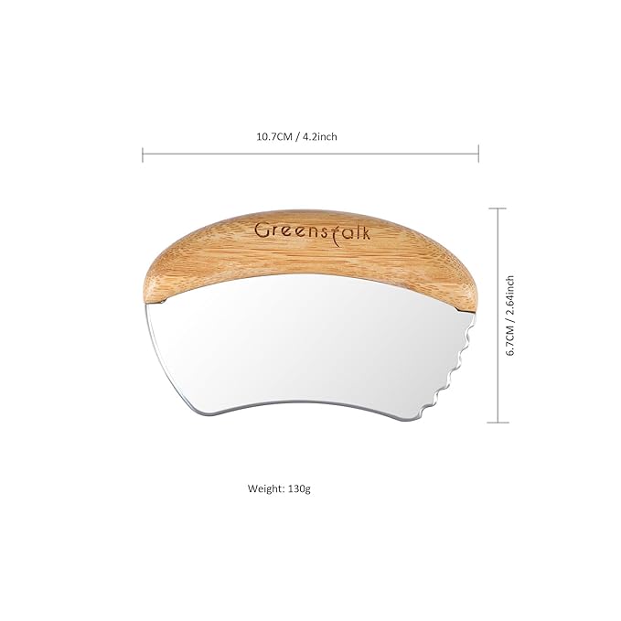 Greenstalk Stainless Steel Gua Sha With Bamboo-Handled For Face, Body, Face Sculpting Tool,Facial Massage Tool for Puffiness, Wrinkles, Dark Circles