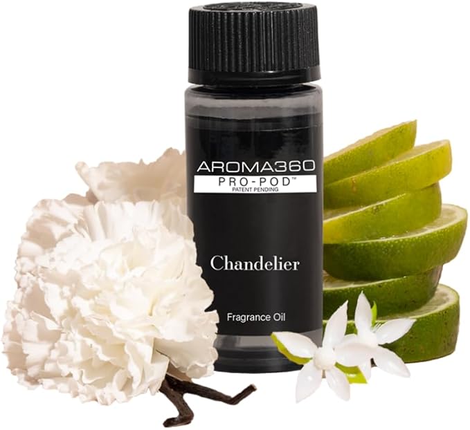 Aroma360 - Chandelier Pro Pod Fragrance Oil Blend | Hotel Inspired Luxury Essential Oil Diffuser | Aromatherapy Scent Diffuser Oil | Bergamot, Woodsy Sandalwood and Saffron 1.7 fl oz, 50 mL