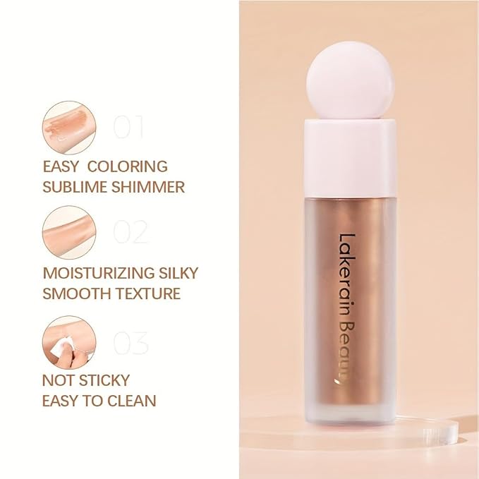 GECOMO Liquid Contour Beauty Wand Face Highlighter Bronzer Makeup Stick, Dewy Finish, Moisturizing Silky Smooth Texture 0.25 Oz/ 7.5ml - 04 CANDLELICHT