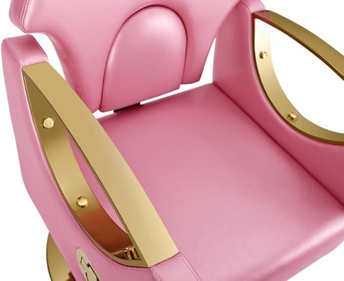 Pink Reclining Barber Chair Salon Chair 360 Degree Swivel Hair Chair Hydraulic Pump Cutting Tattoo Chair