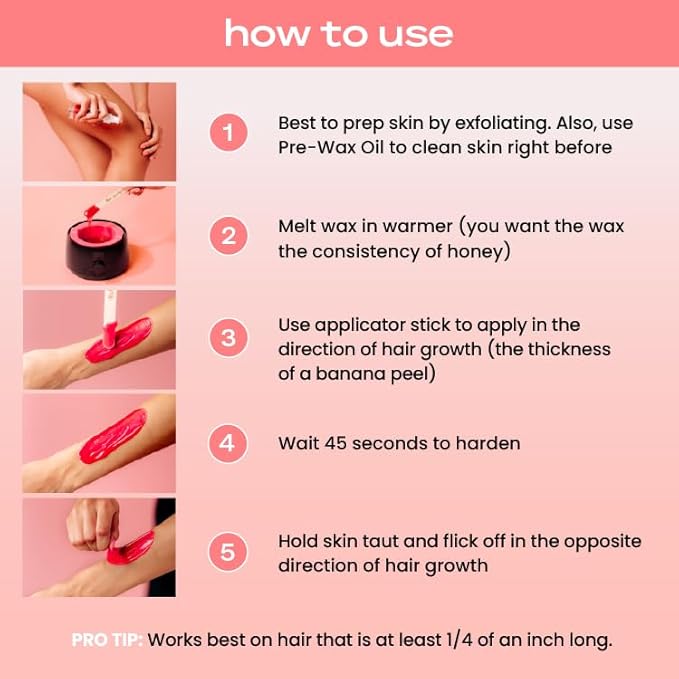 KoluaWax Premium Waxing Kit for Women - Hot Melt Wax Warmer for Hair Removal, Eyebrow, Bikini, Legs, Face, Brazilian & More - Machine + 4-Pack Hard Wax Beads + Accessories, Blush