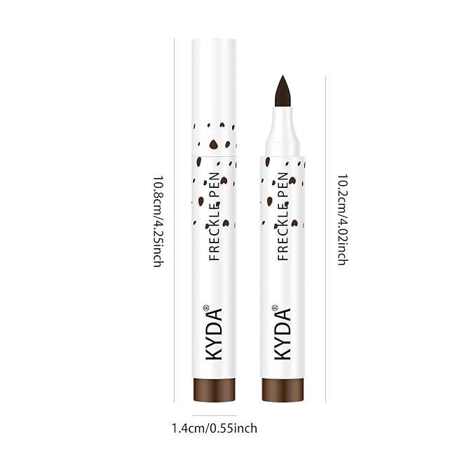 KYDA 2 Pcs Freckle Makeup Pen, Natural Lifelike Freckle Makeup Magic Color, Waterproof Longlasting Soft Dot Sopt Pen, for Natural Effortless Sunkissed-Dark Brown