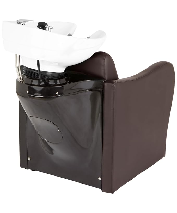 Buy-Rite Lexus Backwash Unit with Tilting White Porcelain Shampoo Bowl, Extra Wide Foam Padded Seat, Kick-Out Leg Rest & Single Handle Faucet - Salon Shampoo Chair, TS-8018B-ESP-WHITEBOWL