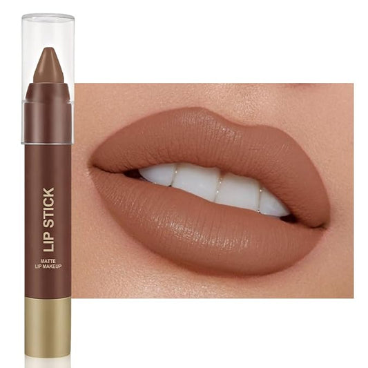 Matte Lipstick Crayon for Women, Light Brown 24 Hour Lipstick Lip Liner Pencil, Neutral Lip Stick Lipliner Long Lasting Waterproof Smudge Proof, Vegan & Cruelty-Free, 01