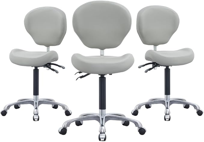 Height Adjustable Rolling Stools Drafting Chair with Backrest,Work from Home,Studio,Dental,Office Work at a Desk,Salon,Art Studio, Tattoo,Garage, Kitchen, Counter, (Grey)