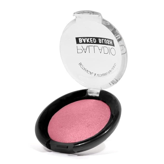 Palladio Baked Blush, Highly Pigmented Shimmery Formula, Easy to Blend and Highly Buildable, Apply Dry for a Natural Glow or Wet for a Dramatic Luminous Look, Long Lasting for All day Wear, Blushin