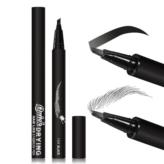 Kaely Microblading Eyebrow Pen with Multiple Fork Tips, Square Brush Magic Eyebrow Contouring Pen Waterproof, 3d Eye Brow Pencils for Women, Create Natural Hair-Like Brows, 104 Black