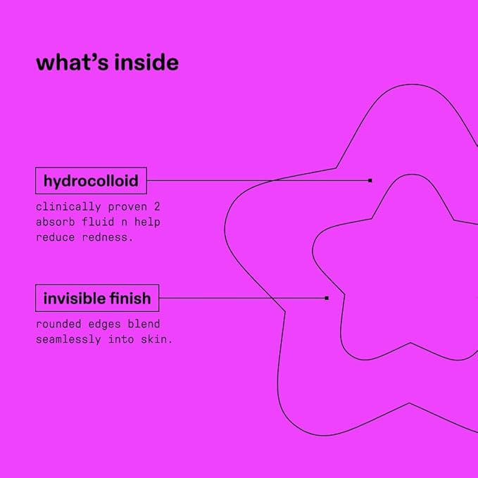 Starface Hydro-Star Clear Big Pack, Invisible Hydrocolloid Pimple Patches, Two Sizes and Star Shape, Absorb Fluid and Reduce Redness (96 Count)