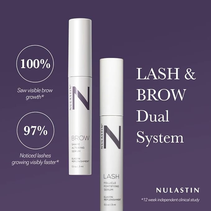 NULASTIN Eyelash Serum & Brow Serum - Lash & Brow Dual System - Eyebrow & Eyelash Enhancing Serums with Keratin & Peptides for Fuller Looking Lashes & Brows (2 Count, 0.1 Fl Oz Each)