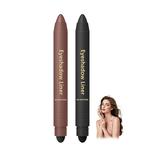 2Pcs Perfect Color Duo-Shadow Liner 2-in-1 Eyeliner & Eyeshadow, Effortless Smoky or Natural Eye Makeup, Waterproof & Smudge-Proof Shadow Liner Duo (B)