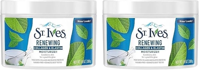 St. Ives Face Moisturizer Cream, Collagen and Elastin, Renewing Facial Moisturizer for Women, Paraben Free, Dermatologist Tested Daily Moisturizing for Dry Skin Cruelty Free, 10 oz (Pack of 2)