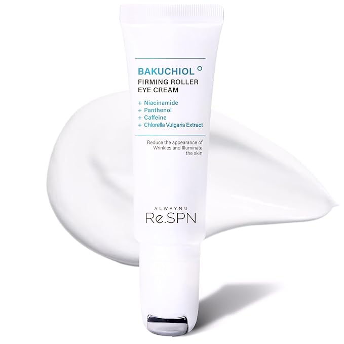 Re.SPN Bakuchiol Firming Roller Eye Cream – For Puffy Eyes, Wrinkles & Dark Circles with Gua Sha Applicator, Vegan, Natural Retinol, Niacinamide, K-Beauty (0.67 fl oz)