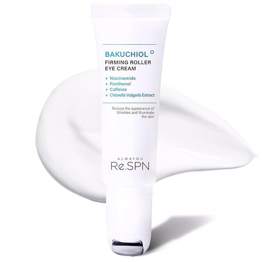 Re.SPN Bakuchiol Firming Roller Eye Cream – For Puffy Eyes, Wrinkles & Dark Circles with Gua Sha Applicator, Vegan, Natural Retinol, Niacinamide, K-Beauty (0.67 fl oz)