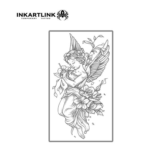 INKARTLINK Semi Permanent Tattoo, Temporary Tattoo, party tattoo, beautiful and realistic design, fun tattoo experience, cruelty-free, non-reflective, waterproof (Flower Fairy)