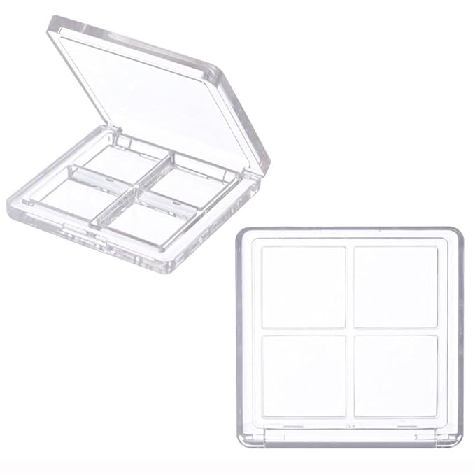2PCS Empty Eyeshadow Palette 4 Grids Plastic Eye Make Up Container Palette Refillable Small Makeup Palette Lipstick Compact Containers Cosmetic Sample Storage Cases