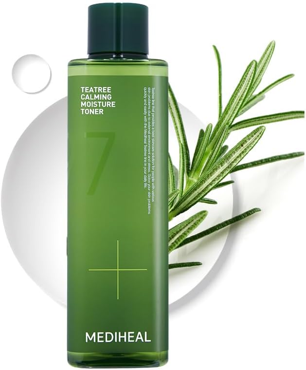 MEDIHEAL Teatree Calming Moisture Toner (11.8 fl oz), Quick Calming and Deep Hydration Toner with Teatree Extract Leaf Oil for Sensitive Skin Type