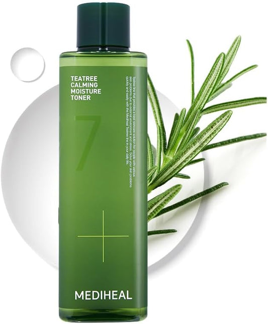 MEDIHEAL Teatree Calming Moisture Toner (11.8 fl oz), Quick Calming and Deep Hydration Toner with Teatree Extract Leaf Oil for Sensitive Skin Type