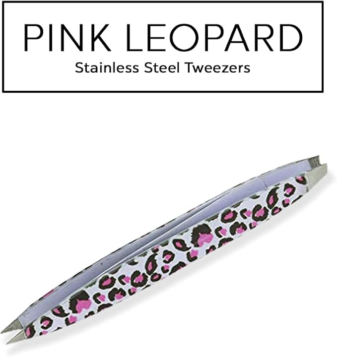 F.A.R.A.H Professional Z-Tweeze Dual Ended Tweezer - Pink Leopard Stainless Steel Tweezers