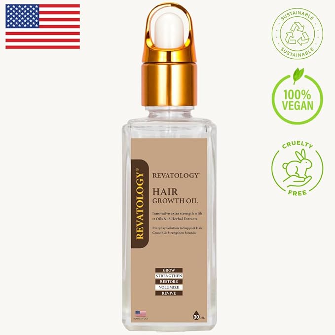 REVATOLOGY Hair Growth Oil for Adults (Made in USA) pre-rinse Formula with 30 Oils and Herbal extracts Reduces Hair Fall, Boosts Regrowth & Strengthens Roots | Cruelty & Chemical Free