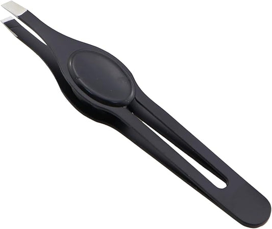 Black Wide Grip Slant Tweezers/Hand Filing Tip 95mm Stainless Steel Eyebrow Clip Multifunctional Hair Plucking Beauty Tool