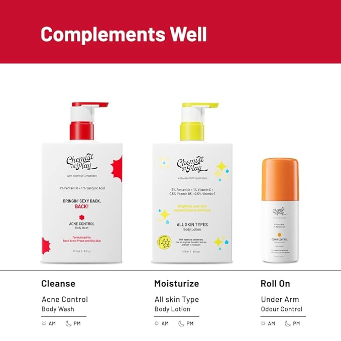 Chemist at Play 1% Salicylic Acid Body Wash | Paraben & SLS Free | Gentle Exfoliating Shower Gel | Prevents Body Acne, Bumpy Skin & Deep Cleanses Skin | For Men & Women | 7.9 Fl oz