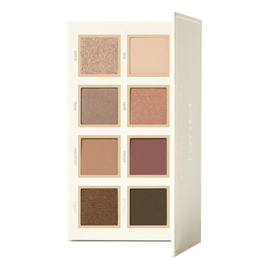 Jouer Prêt-à-Porter Eyeshadow Palette - 8 Matte & Shimmer Shades, Travel-Friendly with Mirror, Talc-Free Vegan Formula, 0.57oz