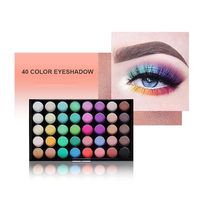 40 Color Smoky Eyeshadow Palette，Professional Premium Matte Glitter Makeup Palette，Multi-Color Eyeshadow Powder Cake，Long-lasting, Waterproof Makeup That Doesn't Come off Easily，3.52 OZ