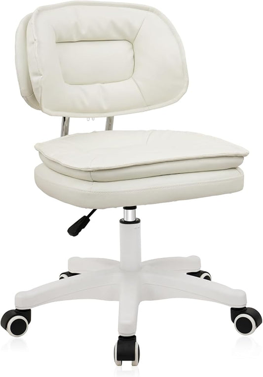 Small Rolling Stool with Backrest - 360° Swivel Rolling Chairs with Wheels,Adjustable Height Armless Vanity Chair, Thickened Seat Cushion Stool Chairs for Spa, Shop, Salon, Massage, Beige